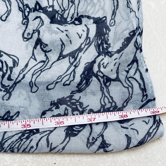 Running Horse Print Aquestrian Infiniti Scarf Gray Black Lightweight Accessory - Picture 6 of 7